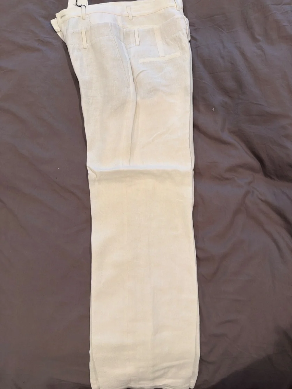 Zara Double Waistband Linen Blend Pants | Oyster White | NWT | Sze Small